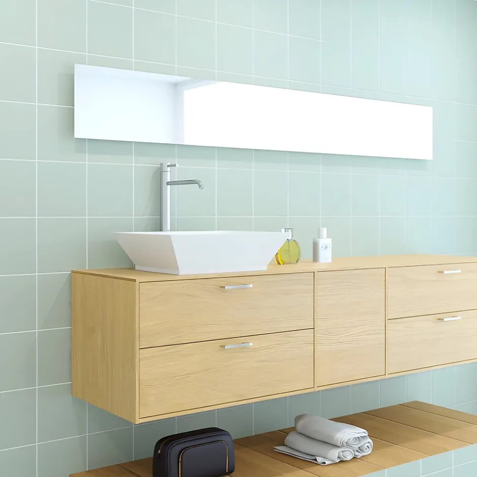 Faïence murale unie vert satin L.20 x l.20 cm, Monocolor- Hot