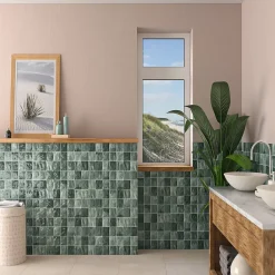 Faïence murale vert brillant L.60 x l.31,6 cm x ép.9 mm, Soul-Ecoceramic Outlet