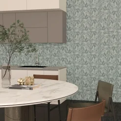 Etile Faïence murale vert décor feuille 2D L.90 x l.30 cm x ép.10,5 mm, Aspen