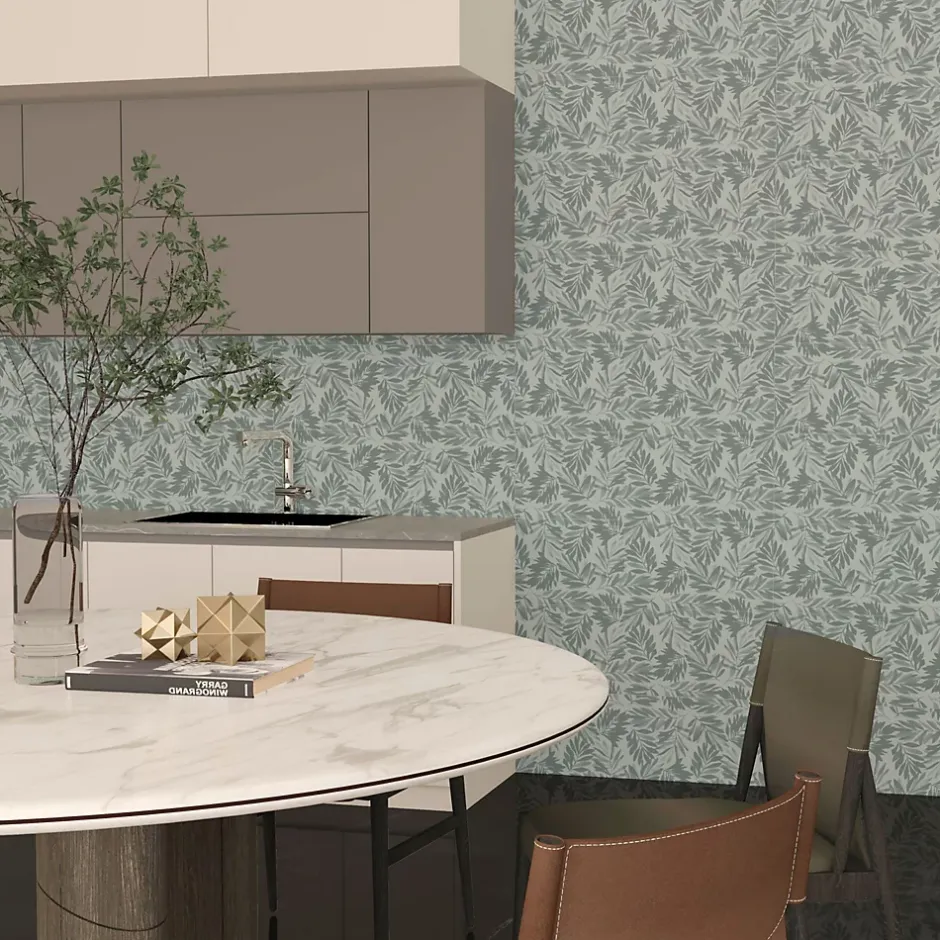 Etile Faïence murale vert décor feuille 2D L.90 x l.30 cm x ép.10,5 mm, Aspen