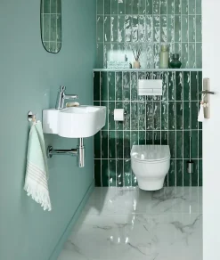 Faïence murale vert d'eau effet terre cuite brillant L.30 x l.7,5 cm, Vernissea- Discount