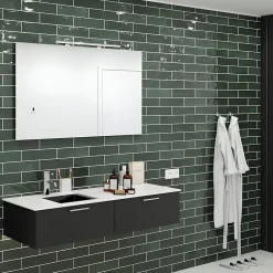 Faïence murale vert effet terre cuite brillant L.30 x l.7,5 cm, Vernissea- Hot