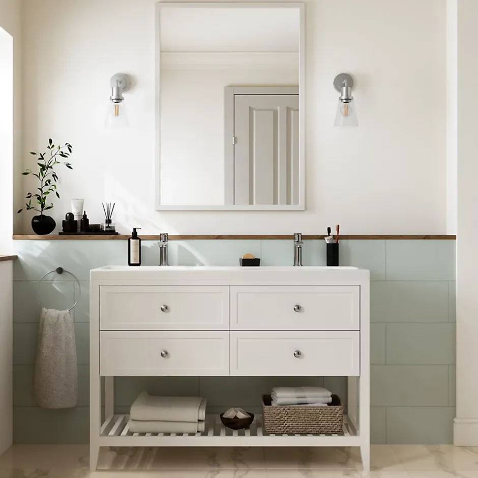 Faïence murale vert satiné L.60 x l.20 cm x ép.8,3 mm, Plain-GoodHome Outlet