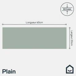 Faïence murale vert satiné L.60 x l.20 cm x ép.8,3 mm, Plain-GoodHome Outlet
