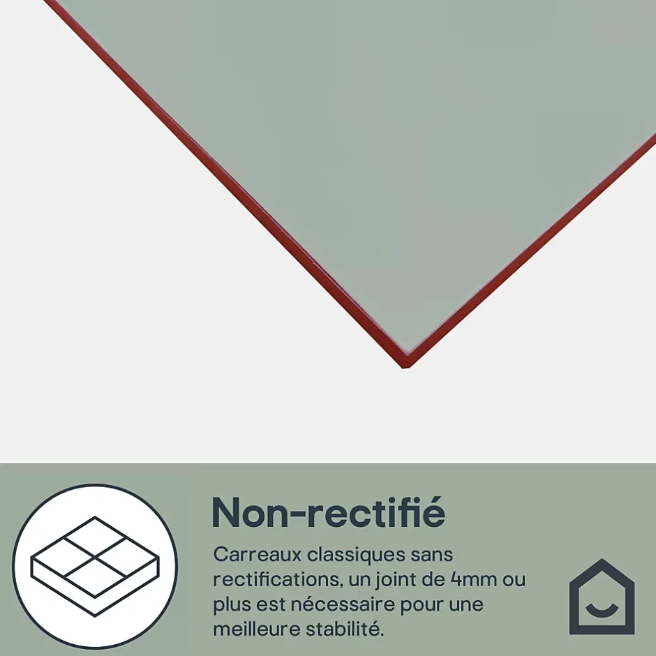 Faïence murale vert satiné L.60 x l.20 cm x ép.8,3 mm, Plain-GoodHome Outlet