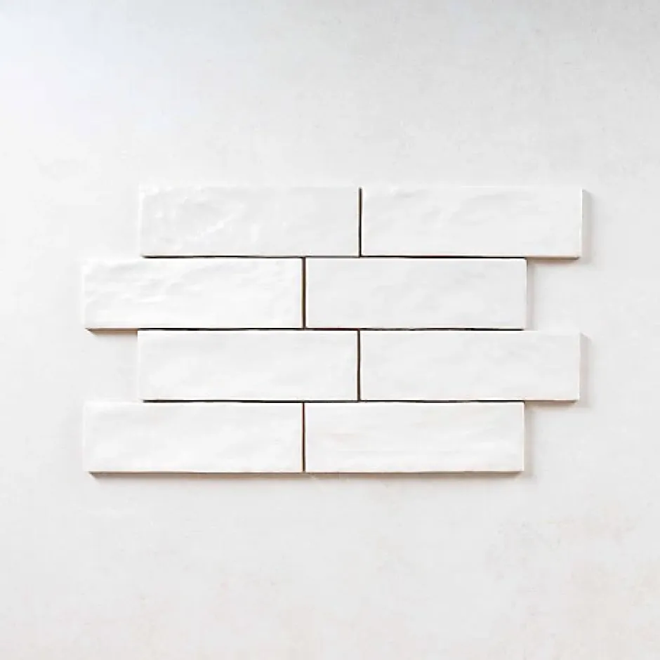 Gioia Materia Faience Effet Zellige Blanc MALLORCA 6,5x20cm White - Les Carreaux de Jean