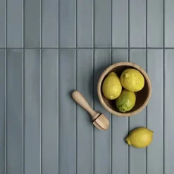 Les Carreaux De Jean  Faience Effet Zellige Bleu MASSIMO Smoke Blue 5x40cm - Les Carreaux de Jean