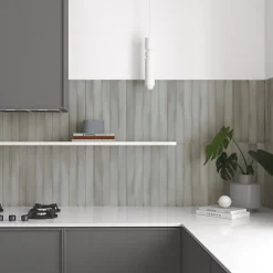 Les Carreaux De Jean  Faience Effet Zellige Gris MASSIMO Skylon Grey 5x40cm - Les Carreaux de Jean