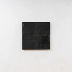 Gioia Materia Faience Effet Zellige Noir MALLORCA 10x10cm Black - Les Carreaux de Jean