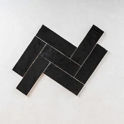 Faience Effet Zellige Noir MALLORCA 6,5x20cm Black - Les Carreaux de Jean-Gioia Materia Best