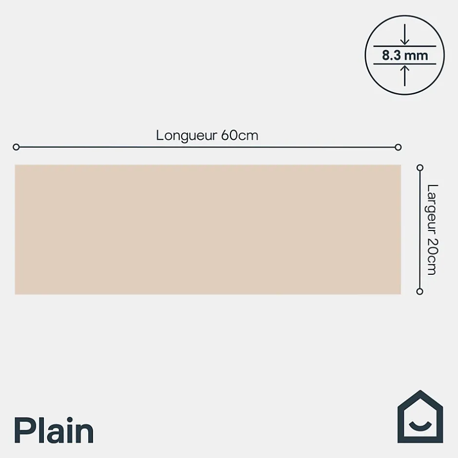 GoodHome Faience murale sable satiné L.60 x l.20 cm x ép.8,3 mm, Plain