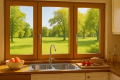 Fenetre Bois 3 Vantaux H135 X L180 Côte Tableau, Poignee (ref 010220f9)-Gd Menuiseries Outlet