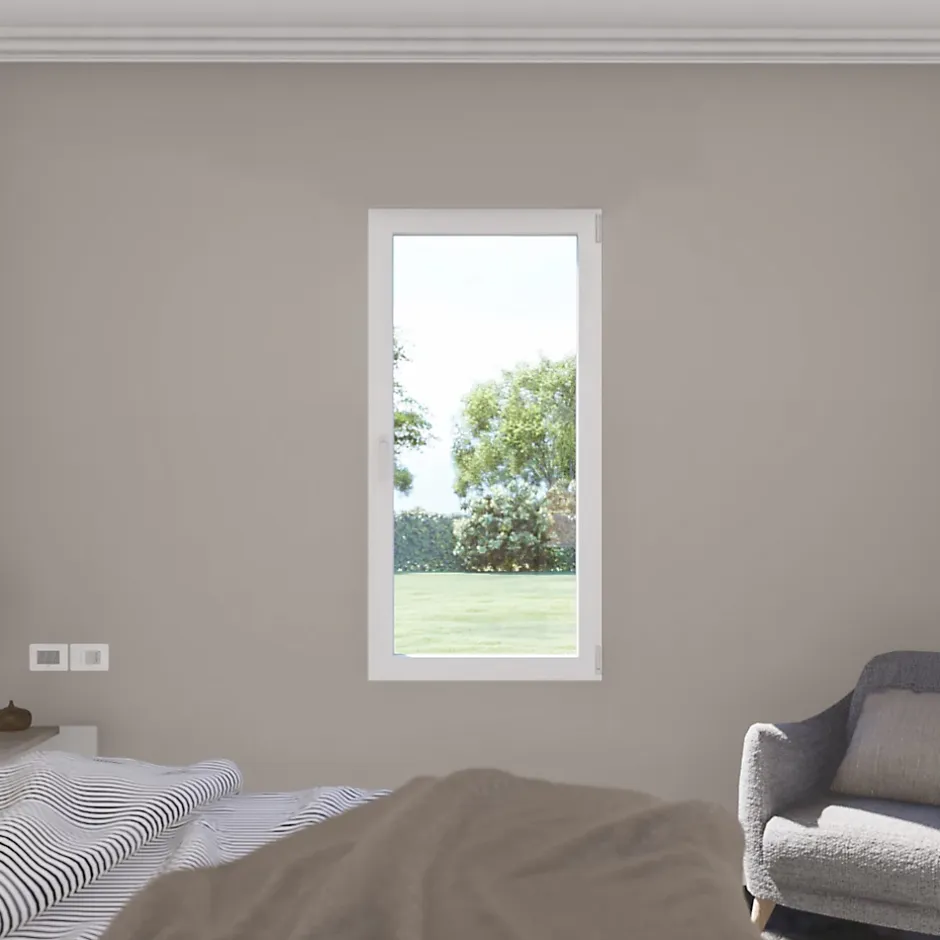 Fenêtre 1 vantail oscillo-battante, tirant droit double vitrage en aluminium blanc l.83 x H.97 cm-GoodHome Sale