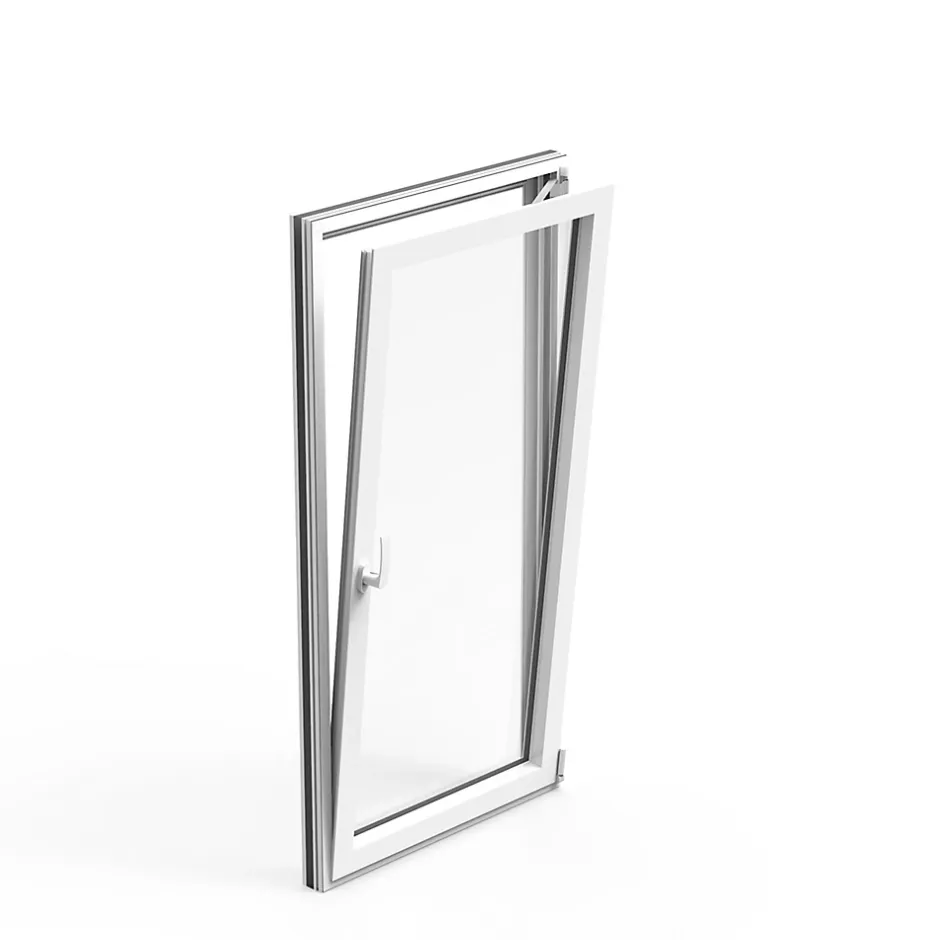 Fenêtre 1 vantail oscillo-battante, tirant droit double vitrage en aluminium blanc l.83 x H.97 cm-GoodHome Sale