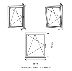 GoodHome Fenêtre 1 vantail oscillo-battante, tirant gauche double vitrage en PVC blanc l.85 x H.98 cm