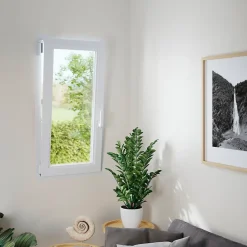 GoodHome Fenêtre 1 vantail oscillo-battante, tirant gauche double vitrage en PVC blanc l.85 x H.108 cm
