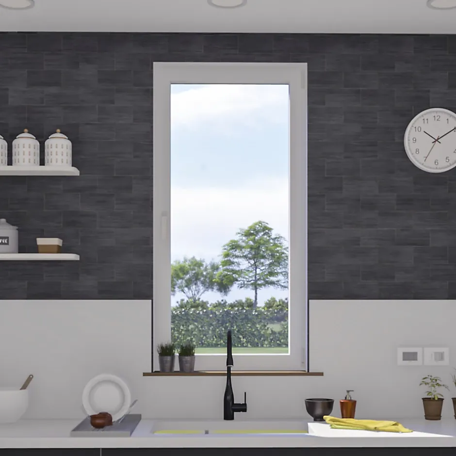 Fenêtre 1 vantail oscillo-battante, tirant gauche double vitrage en aluminium blanc l.83 x H.97 cm-GoodHome Outlet