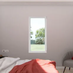 Fenêtre 1 vantail oscillo-battante, tirant gauche double vitrage en aluminium blanc l.83 x H.97 cm-GoodHome Outlet