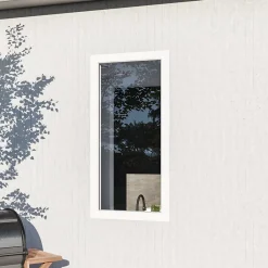 Fenêtre 1 vantail oscillo-battante, tirant gauche double vitrage en aluminium blanc l.83 x H.97 cm-GoodHome Outlet