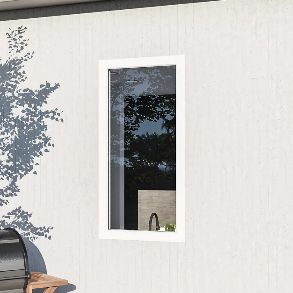 Fenêtre 1 vantail oscillo-battante, tirant gauche double vitrage en aluminium blanc l.83 x H.97 cm-GoodHome Outlet