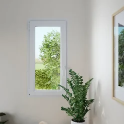 GoodHome Fenêtre 1 vantail oscillo-battante, tirant gauche double vitrage en PVC blanc l.55 x H.63 cm