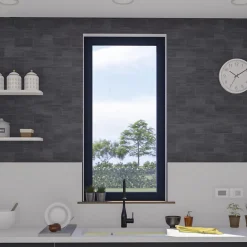 Fenêtre 1 vantail oscillo-battante, tirant gauche double vitrage en aluminium gris l.43 x H.67 cm-GoodHome Clearance