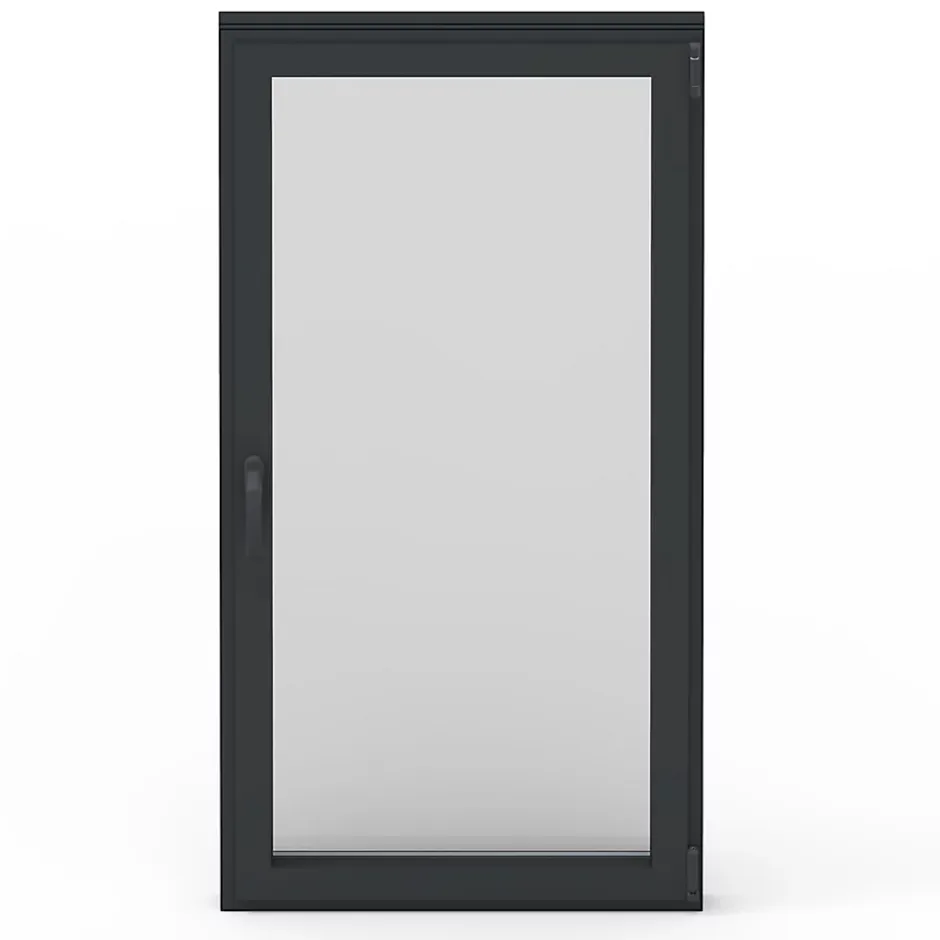 Fenêtre 1 vantail oscillo-battante, tirant gauche double vitrage en aluminium gris l.43 x H.67 cm-GoodHome Clearance