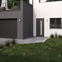 Fenêtre 1 vantail oscillo-battante, tirant gauche double vitrage en aluminium gris l.43 x H.67 cm-GoodHome Clearance