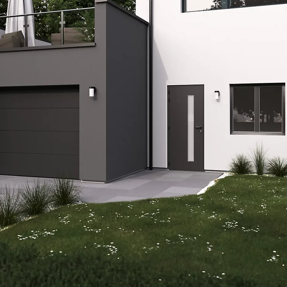 Fenêtre 1 vantail oscillo-battante, tirant gauche double vitrage en aluminium gris l.43 x H.67 cm-GoodHome Clearance