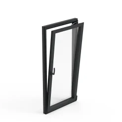 Fenêtre 1 vantail oscillo-battante, tirant gauche double vitrage en aluminium gris l.43 x H.67 cm-GoodHome Clearance