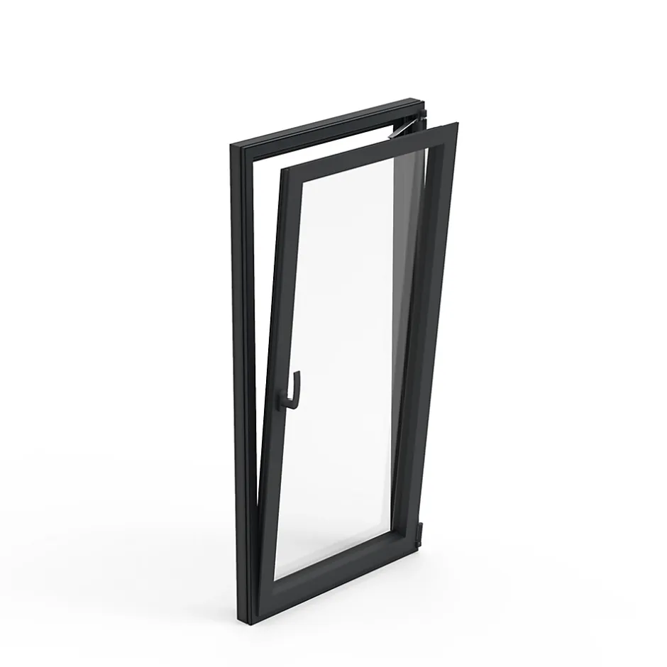 Fenêtre 1 vantail oscillo-battante, tirant gauche double vitrage en aluminium gris l.43 x H.67 cm-GoodHome Clearance