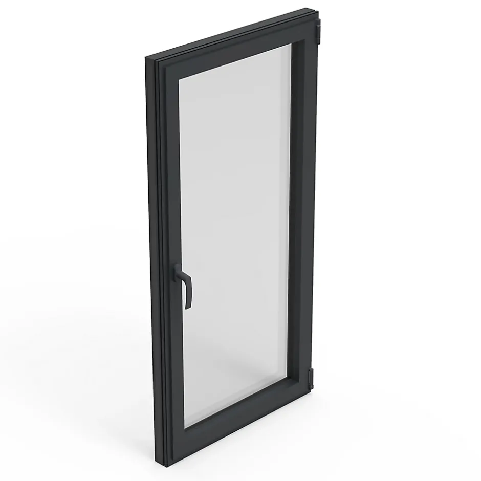 Fenêtre 1 vantail oscillo-battante, tirant gauche double vitrage en aluminium gris l.43 x H.67 cm-GoodHome Clearance