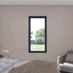 GoodHome Fenêtre 1 vantail oscillo-battante, tirant gauche double vitrage en aluminium Gris l.43 x H.47 cm