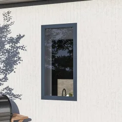 GoodHome Fenêtre 1 vantail oscillo-battante, tirant gauche double vitrage en aluminium Gris l.43 x H.47 cm