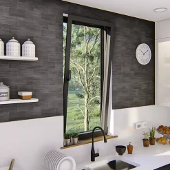 GoodHome Fenêtre 1 vantail oscillo-battante, tirant droit double vitrage en aluminium gris l.43 x H.67 cm