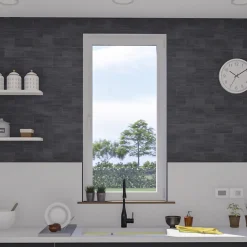 GoodHome Fenêtre 1 vantail oscillo-battante, tirant gauche double vitrage en aluminium blanc l.43 x H.47 cm