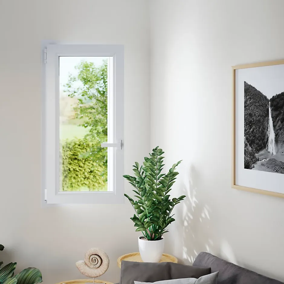 Fenêtre 1 vantail oscillo-battante, tirant gauche double vitrage en PVC blanc l.65 x H.108 cm-GoodHome Clearance