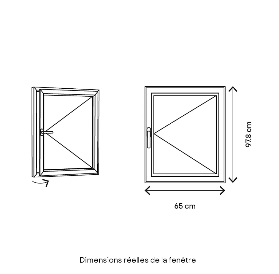 Fenêtre 1 vantail tirant droit double vitrage en bois marron l.65 x H.97,8 cm-GoodHome New