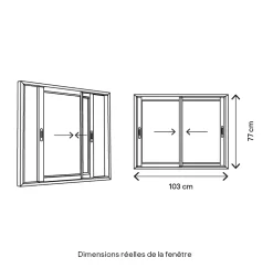 Fenêtre 2 vantaux coulissante double vitrage en aluminium gris l.103 x H.77 cm-GoodHome Clearance