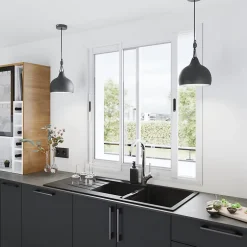 Fenêtre 2 vantaux coulissante double vitrage en aluminium blanc l.103 x H.77 cm-GoodHome Outlet