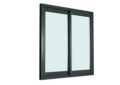 Fenêtre 2 vantaux coulissante double vitrage en aluminium gris l.123 x H.117 cm-GoodHome Hot