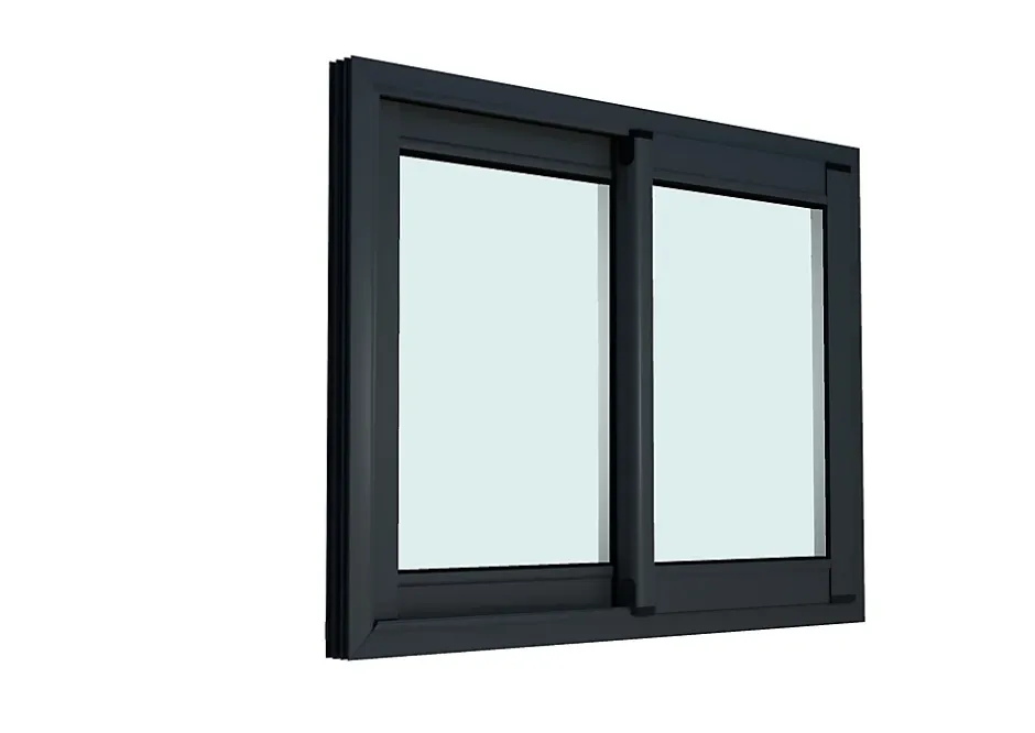 Fenêtre 2 vantaux coulissante double vitrage en aluminium gris l.123 x H.77 cm-GoodHome New