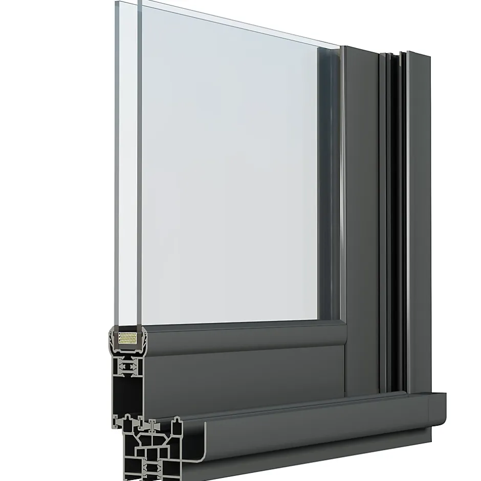 Fenêtre 2 vantaux coulissante double vitrage en aluminium gris l.123 x H.102 cm-GoodHome Discount