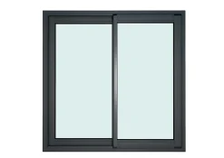 Fenêtre 2 vantaux coulissante double vitrage en aluminium gris l.103 x H.137 cm-GoodHome Hot