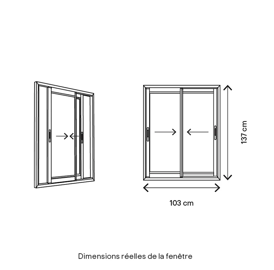 Fenêtre 2 vantaux coulissante double vitrage en aluminium gris l.103 x H.137 cm-GoodHome Hot