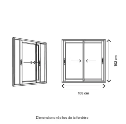 Fenêtre 2 vantaux coulissante double vitrage en aluminium gris l.103 x H.102 cm-GoodHome Outlet