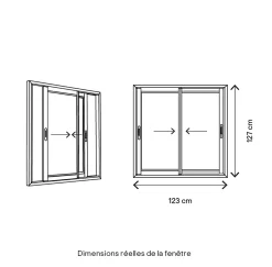Fenêtre 2 vantaux coulissante double vitrage en aluminium blanc l.123 x H.127 cm-GoodHome Best