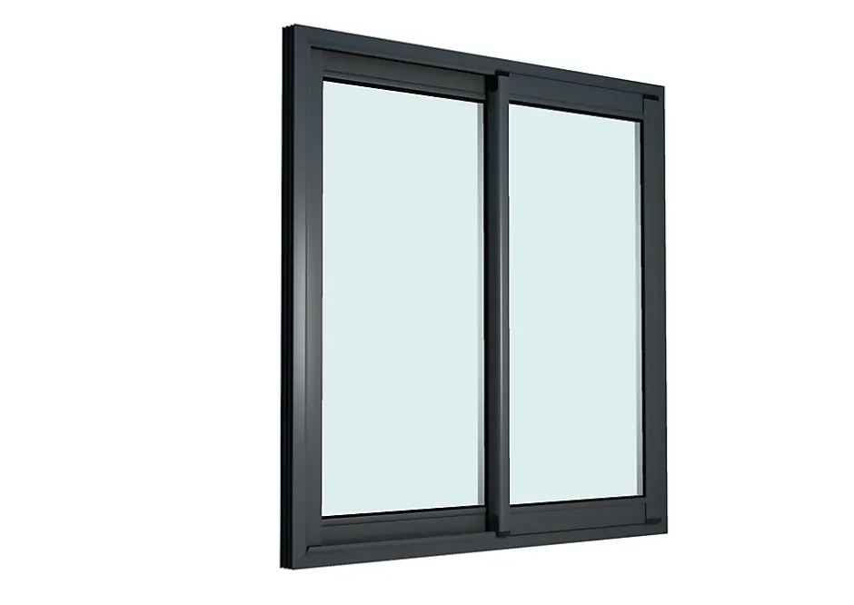 GoodHome Fenêtre 2 vantaux coulissante double vitrage en aluminium gris l.123 x H.122 cm