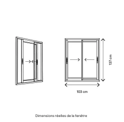 Fenêtre 2 vantaux coulissante double vitrage en aluminium blanc l.103 x H.137 cm-GoodHome Outlet