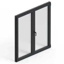 Fenêtre 2 vantaux oscillo-battante, tirant droit double vitrage en aluminium gris l.123 x H.117 cm-GoodHome New